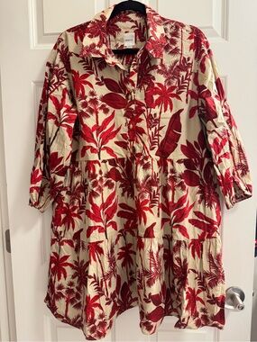 Maeve Red Tropical Print Bettina Mini Dress
